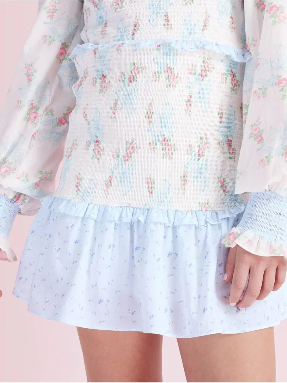 Juliet Ribbon Floral Smocked Long Sleeve Dress - LoveShackFancy x Target White